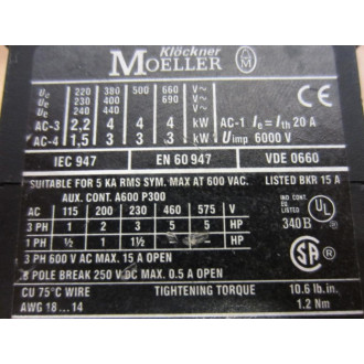 Moeller DIL EM-01-G Contactor 24Vdc - New No Box
