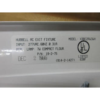 Hubbell X3BC2RW3WH AC Exit Fixture