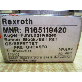 Rexroth Bosch Group R165119420 Ball Rail Runner Block