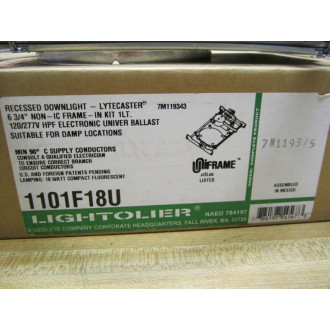 Lightolier 1101F18U Uniframe Non IC Frame In Kit 6 34"