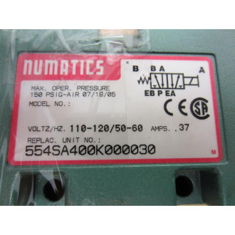 Numatics 554SA400K000030 Solenoid Valve - New No Box