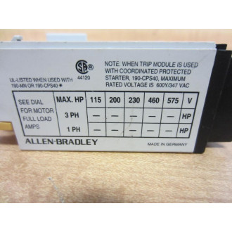 Allen Bradley 190-P006 190P006 Trip Unit Series A - New No Box
