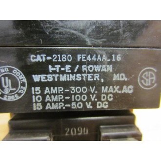 ITE Rowan 2180 FE44AA-16 Contactor 15A 300VAC 110-120V 2180FE44AA16 - Used