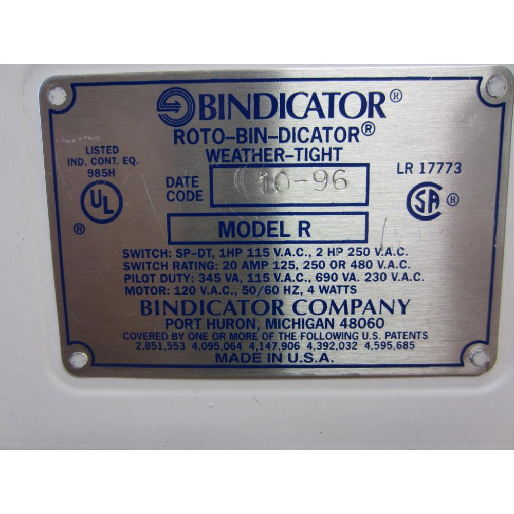 Rotating Bindicator Bindicator Model R-6 Roto-Bin-Dicator Level Sensor With Paddle Weather ...