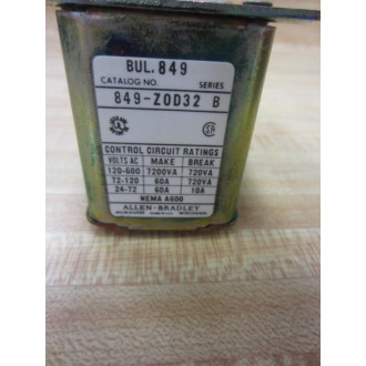 Allen Bradley 849-Z0D32 Timing Relay 849ZOD32 Series B Missing Part