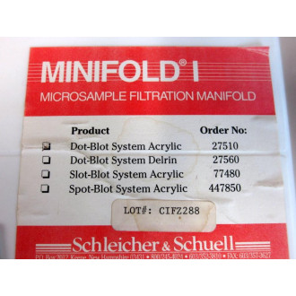 Schleicher & Schuell 27510 Minifold I Manifold Dot-Blot System Acrylic - New No Box