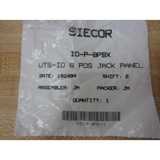 Siecor IO-P-8PBX Jack Panel IOP8PBX