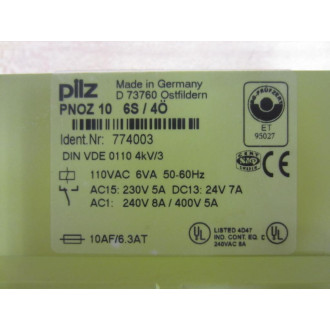 Pilz 774003 Safety Relay PNOZ 10 6S4O With Instructions - New No Box