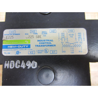 Hevi-Duty Electric E225 Control Transformer - Used