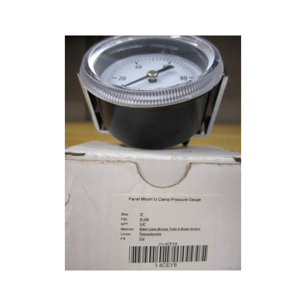 4CEY8 Pressure Gauge 0-100 PSI 14" NPT