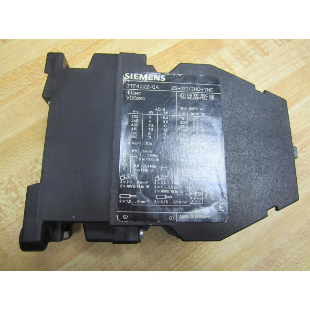 Siemens 3TF4222-0A Contactor 3TF42220AK6 - New No Box