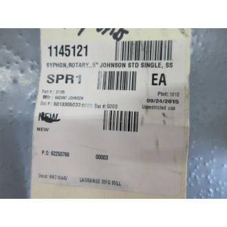 Kadant Johnson 21185 5" Rotary Syphon J2505HS - New No Box