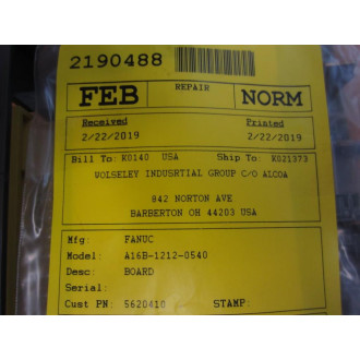 Fanuc A16B-1212-0540 Brake Control A16B-1212-054004B No.2190488 - Refurbished