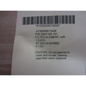 3A91109-101 Filter Element Air 4130-00-067-3404 (Pack of 10) - New No Box