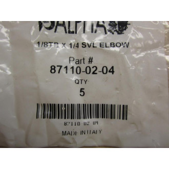Alpha 87110-02-04 18TB X 14 SVL Elbow Fitting 871100204 (Pack of 5)