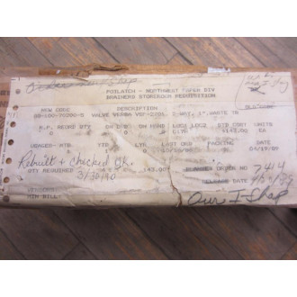 Versa VSP-2701 Two-Way Valve - Refurbished