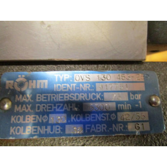 Rohm 417751 Oil Actuating Cylinder OVS 130 453-259 0VS - Used