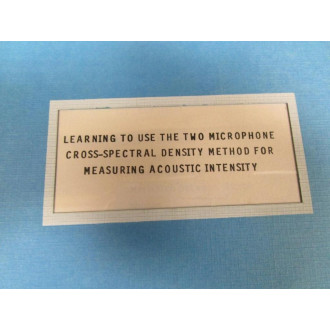 Nicolet Scientific Measuring Acoustic Intensity Manual - Used