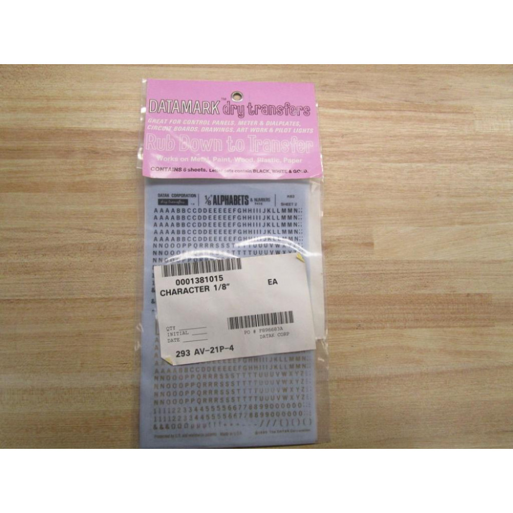 Datak K63 Datamark Dry Transfers 18" Alphabets
