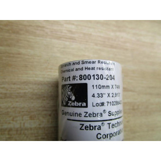 Zebra 800130-204 Resin Ribbon Black 4.33" X 2,913" - New No Box