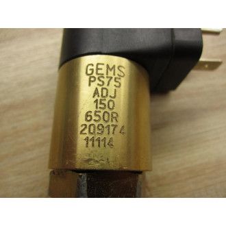 GEMS PS75 Pressure Switch ADJ 150 650R 20917 4 11114 - Used
