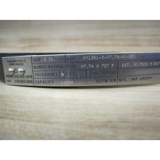 Zook MY1361-3-97.74-90-250 Rupture Disk - New No Box