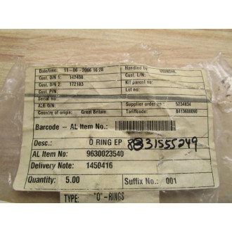 9630023540 O-Ring (Pack of 5)