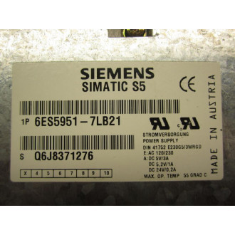 Siemens 6ES5 951-7LB21 Module Power Supply 120230VAC - Used
