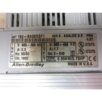 Allen Bradley 160-BA02NSF1 Speed Controller 160BA02NSF1 Series A - Used