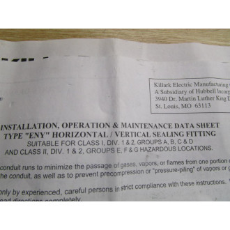 Killark ENY Sealing Fitting - New No Box