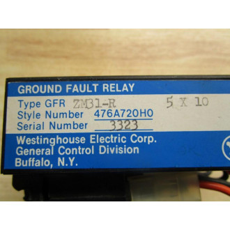 Westinghouse ZM31-R Ground Fault Relay GFRZM31-R - Used