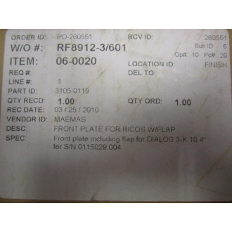 MAE 3105-0119 Front Plate Display