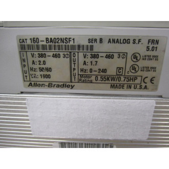 Allen Bradley 160-BA02NSF1 Speed Controller 160BA02NSF1 Series B - Used