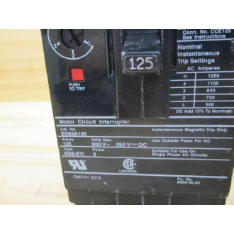 Siemens ED63A125 125A Circuit Breaker ED63A125L - New No Box