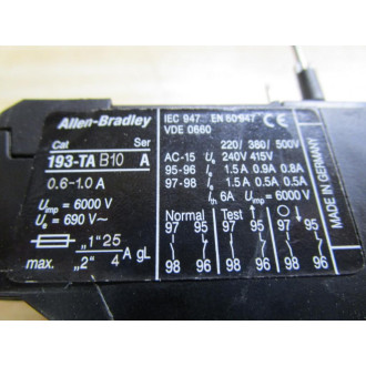 Allen Bradley 193-TA B10 Overload Relay - Used