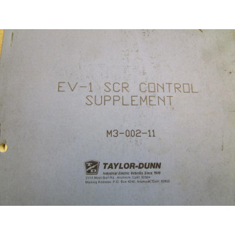 Taylor-Dunn M3-002-11 Manual For EV-1 SCR - Used