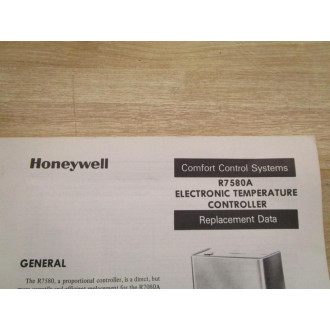 Honeywell 85-0001 Instruction Manual R7580A - Used