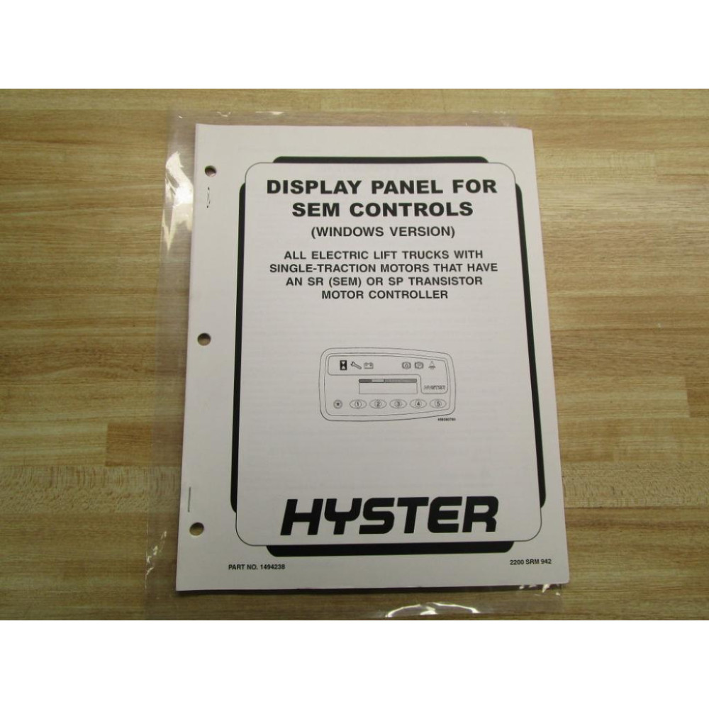Hyster 1494238 Manual For Display Panel SEM Controls Hy-1494238 - Used