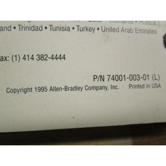 Allen Bradley 74001-003-01 (L) Manual 1336 Plus AC Drive - Used