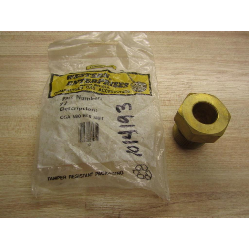 Western Enterprises 92 Regulator Inlet Hex Nut CGA 580 (Pack of 3)