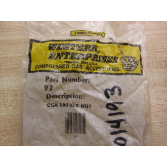 Western Enterprises 92 Regulator Inlet Hex Nut CGA 580 (Pack of 3)