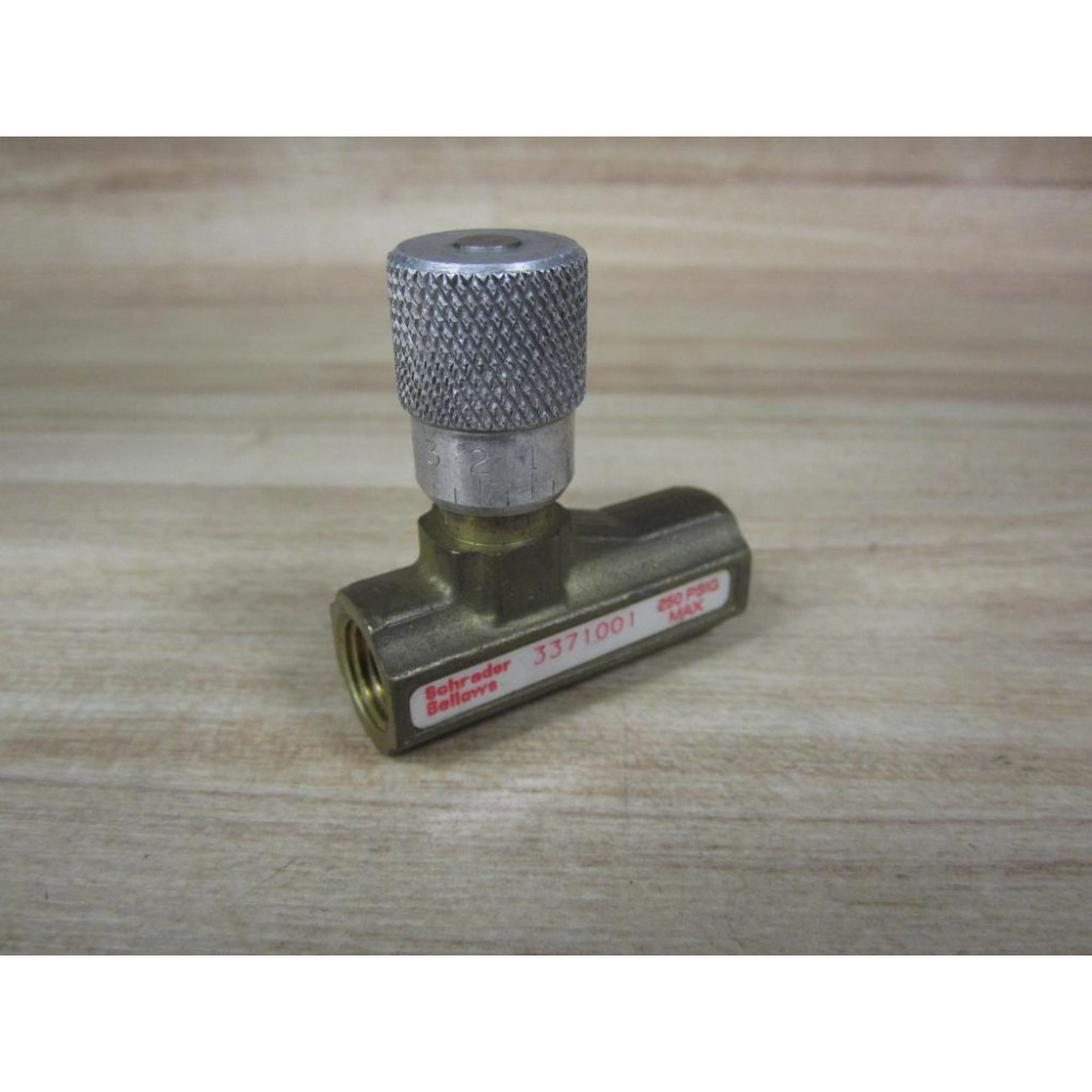 Schrader Bellows 3371001 Flow Control Valve 14 250 PSIG Max - New No Box
