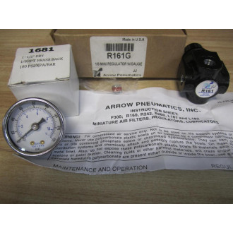 Arrow Pneumatics R161G Mini Regulator WGauge