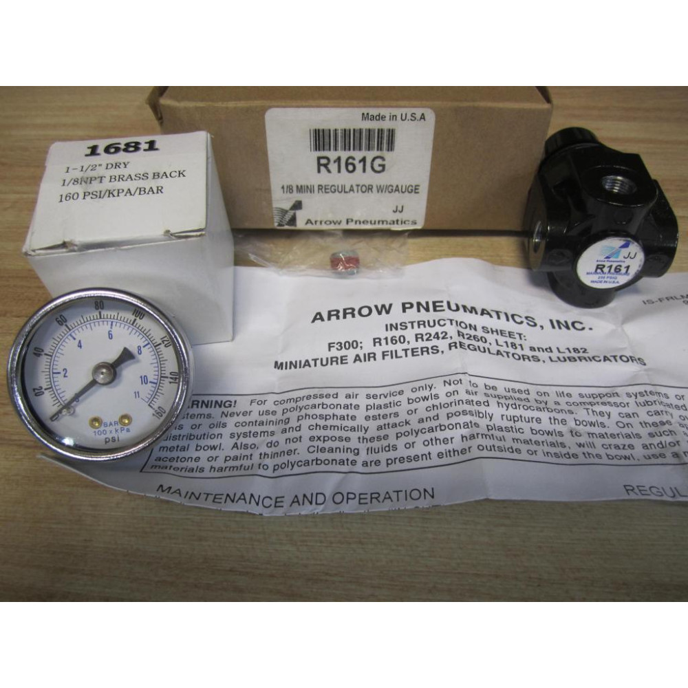 Arrow Pneumatics R161G Mini Regulator WGauge