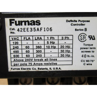 Furnas 42EE35AF106 Contactor - Used