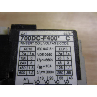 Allen Bradley 700DC-F400ZJ Relay 700DCF400ZJ - Used