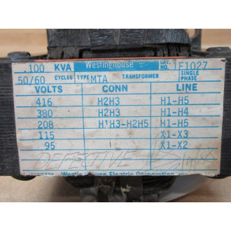Westinghouse 1F1027 Transformer - Used