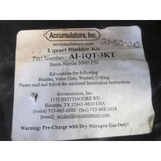 Accumulators AI-1QT-3KT 1 Qt. Bladder Kit AI1QT3KT
