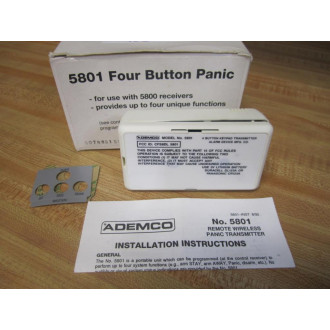 Ademco 5801 Panic Transmitter Model 5801 Battery Removed