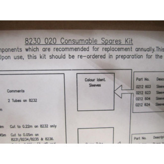 ABB 8230-020 Consumable Spares Kit 8230020 WO 2 Pump Tubes - Used